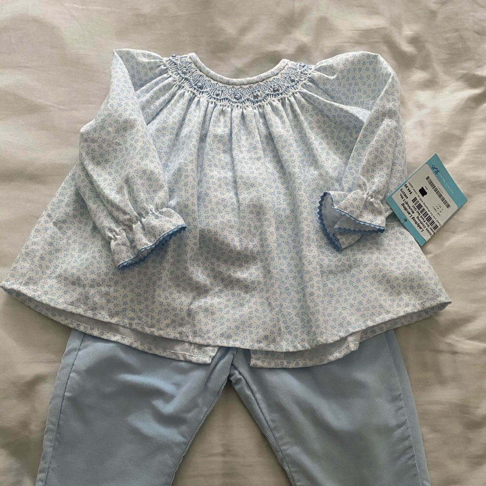 Anavini Hand Smocked Top & Corduroy Pants